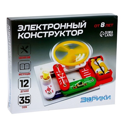 ЭВРИКИ Конструктор электронный, 35 схем, 12 элементов