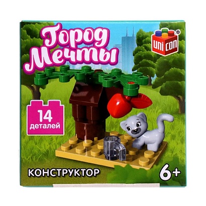 UNICON Конструктор Город мечты "Кошечка под деревом", 14 деталей   