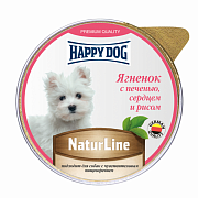 Happy dog, паштет для собак, ягненок с печенью, сердцем и рисом, 125 г
