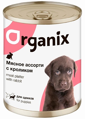 Organix влажный корм для щенков Мясное ассорти с кроликом 100г