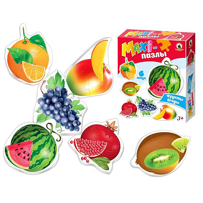 MAXI-пазлы "Фрукты/ягоды", в коробке 4*15*18 см.