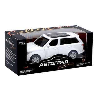 АВТОГРАД Машина металлическая "Джип", инерционная, масштаб 1:43, цвет белый