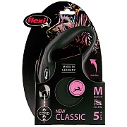 Flexi рулетка New Classic М (до 20 кг) 5 м трос черная