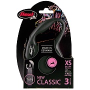 Flexi рулетка New Classic XS (до 12 кг) 3 м лента черная